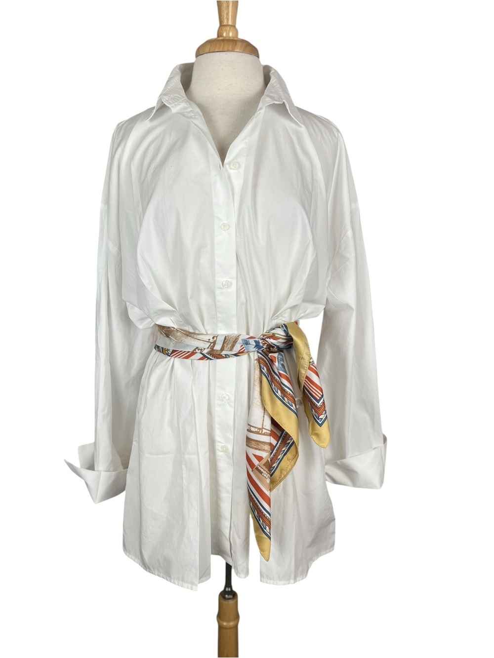 Loft Crisp White Tunic Top Size Medium Cotton Poplin Long Blouse Summer 2025 NWT